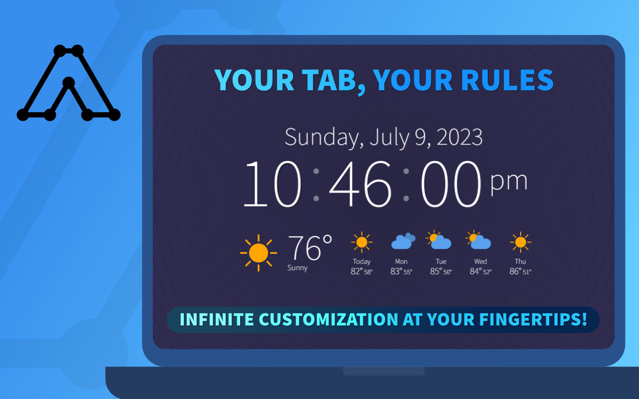 Marketing image for CaretTab with the text: Your tab, your rules! Infinite customization at your fingertips!