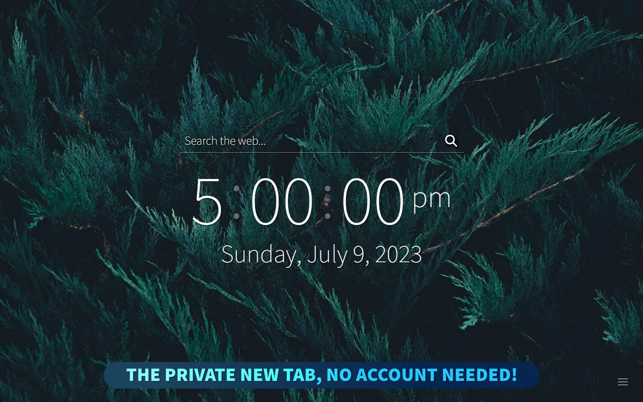 Marketing image for CaretTab with the text: The private new tab, no account needed!